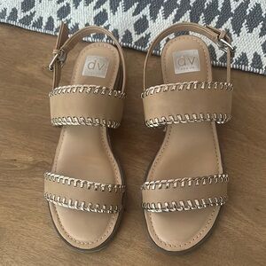 DV by Dolce Vita Tan “Flint” Sandals with Whipstitch Detail